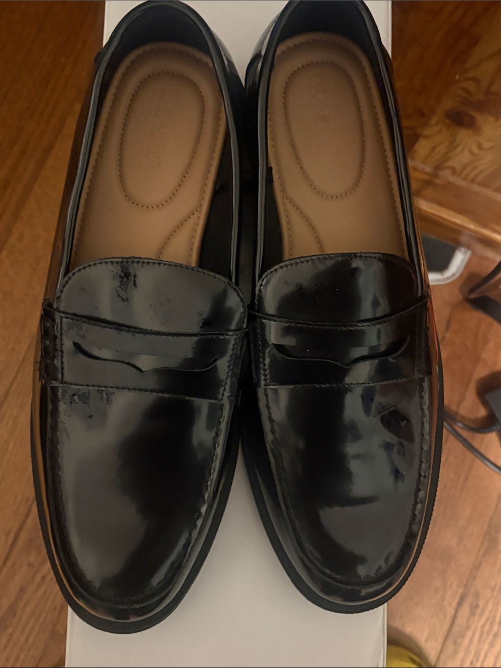 Old Navy Black Patent Leather Slip-On Penny Loafers